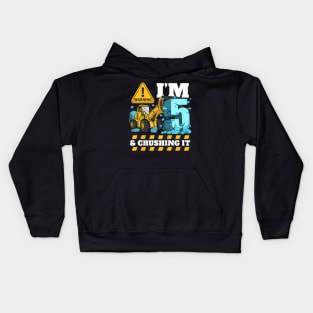 Kids Construction 5th Birthday Shirt Boy 5 Bulldozer Digger Truck Kids Hoodie